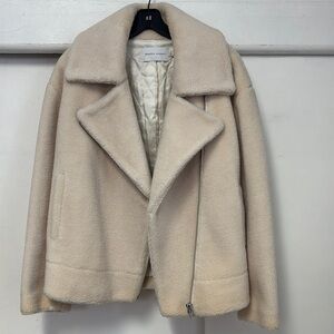 Rebecca Minkoff Cream Teddy Jacket with Oversized Lapel